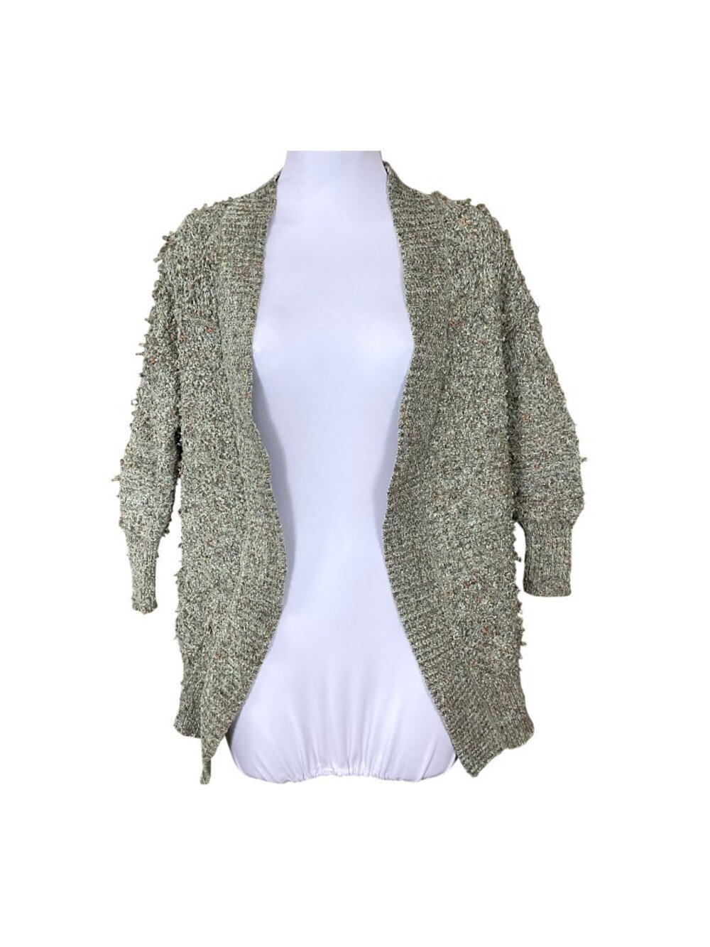 Moon & Madison Long Sleeve Open Front Textured Chenille Cardigan XS Sage Green